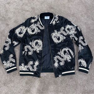 Dragon Print Bomber Jacket